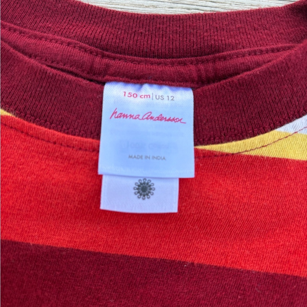 Hanna Andersson boy’s long sleeve red striped t-shirt size 12